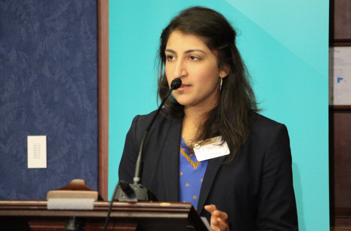 Chair of the Federal Trade Commission, Lina Khan giving a speech. (Creative Commons)
